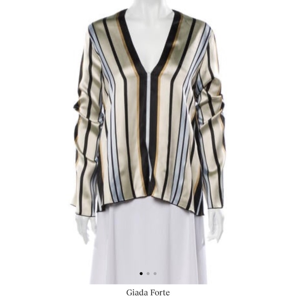 Giada Forte striped V-neck Blouse designer size 2 - Picture 1 of 5